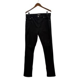 ORO Log Angeles The Noir Everyday Denim Distressed Knee Slim Fit size 34x32